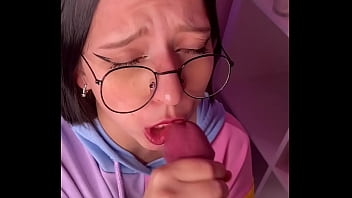 Cute Asian schoolgirl gives a blowjob after class